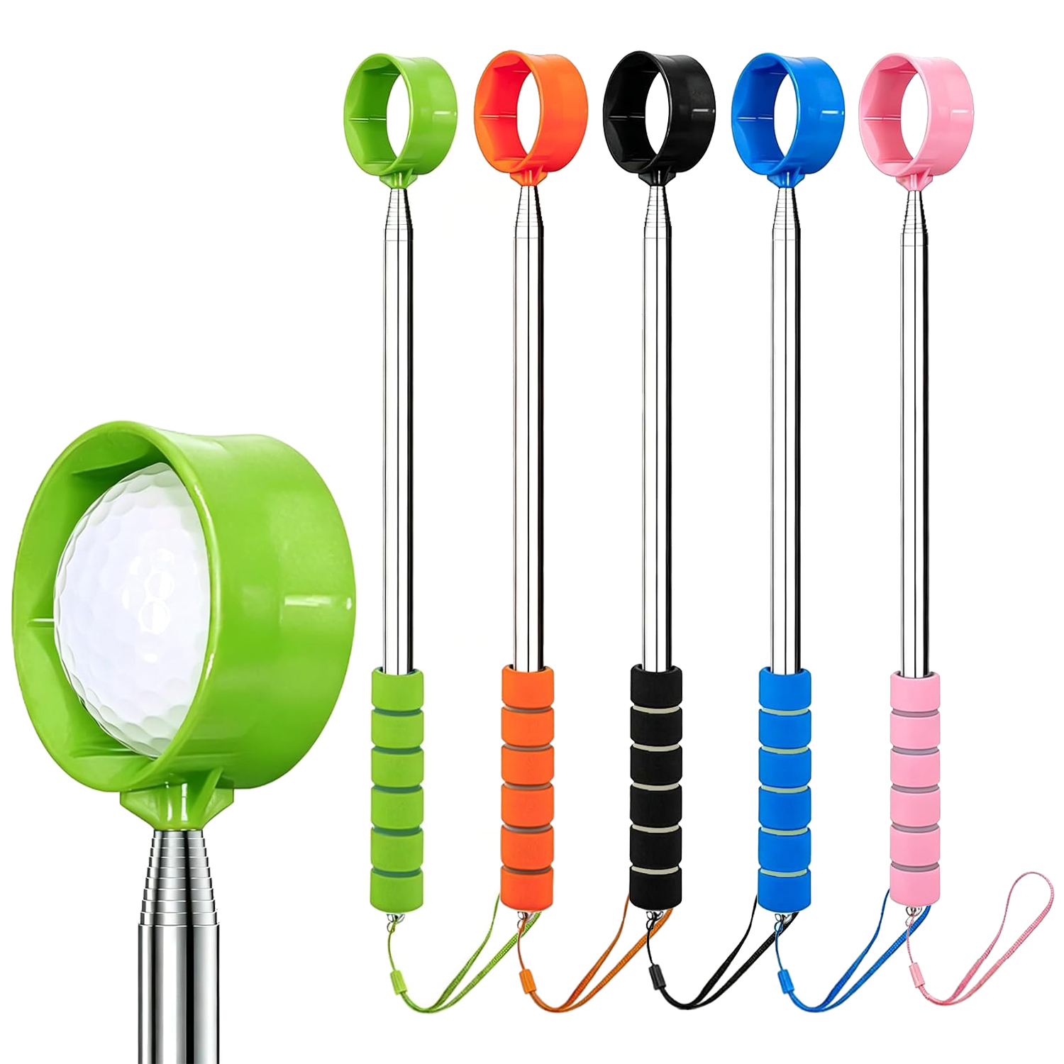 golf-ball-retriever-plastic-clear-picker-upper-tube (1) Stainless Steel Shaft Golf Ball Retriever - 图片 1